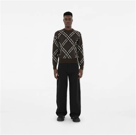 burberry wool sweater with check shoulder trims|Check Wool Blend Sweater in Snug .